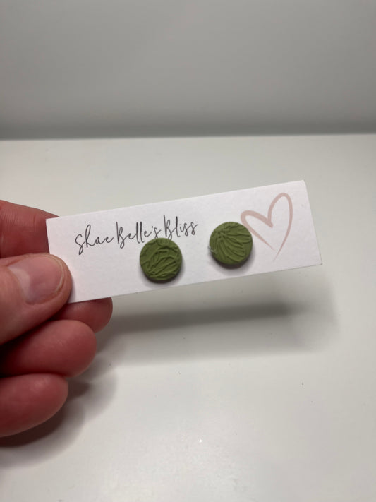 Emi Small Round Studs- Khaki
